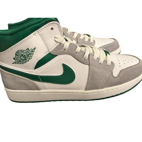 Air Jordan 1 Mid Summit White Lucky Green Size 13